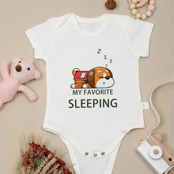 Yenidoğan Erkek Bebek Kız Giysileri Pijama Sevimli Köpek Baskı Karikatür Moda Bebek Romper Kısa Kollu Pamuklu Yaz Toddler Bodysuit