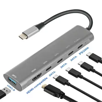 Yerleştirme İstasyonu Kompakt USB Hub Çok Portlu Yüksek Hızlı Aktarım Sağlam USB-C Splitter Çok Portlu Genişletici