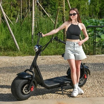 Yetişkinler Citycoco Elektrikli Scooter 2000W Motor 60V12AH Çıkarılabilir Lityum Pil Maksimum Hız 45 km/SAAT 18 İnç Yağ Lastik E Scooter
