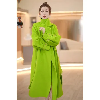 Yeşil Tüvit Ceket Kış kadın Soğuk Ceket İlkbahar ve Sonbahar Kore kadın Orta uzunlukta Paragraf Pike Ceket Abrigo Mujer