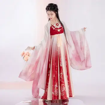 Yourqıpao Hanfu Elbise Kadınlar Antik Çin Geleneksel Hanfu Kadın Peri Cosplay Kostüm yaz elbisesi Mavi Kırmızı Hanfu Kadınlar için