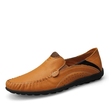 Yüksek Kaliteli Marka erkek hakiki deri ayakkabı Yumuşak Tabanlı sürüş ayakkabısı erkek İş rahat ayakkabılar erkek düz ayakkabı Nefes
