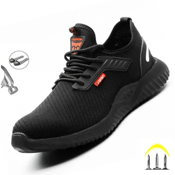 Yıkılmaz İş Güvenliği ayakkabıları Erkekler çelik burun Anti-smash Erkekler iş çizmeleri Sneakers Delinmez Erkek Ayakkabı Ayakkabı