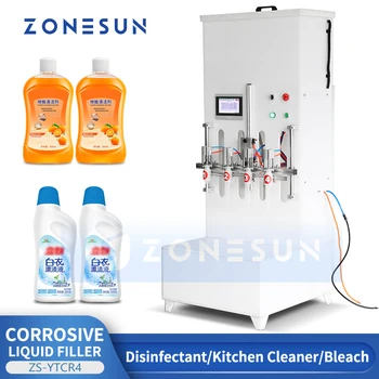 ZONESUN Yarı Otomatik Mutfak Temizleyici Pestisit Ağartıcı dolum makinesi Aşındırıcı Sıvı Dolum Makinesi ZS-YTCR4