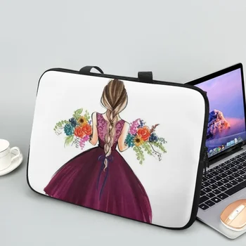 Zarif Bayanlar Baskı laptop çantası HP Dell Asus Apple Huawei Evrensel seyahat el çantası 10.12.13.15.17 İnç bilgisayar kasası