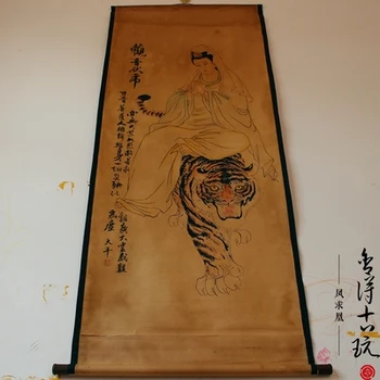 Zarif antika Fuhu Guanyin dekoratif asılı boyama