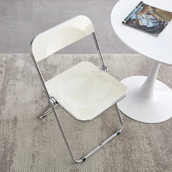 Zemin Metal yemek sandalyeleri Akrilik Katlanır İskandinav Şeffaf yemek sandalyeleri Tasarım Modern Sandalyeler Salle Yemlik Yemek Sandalye Seti