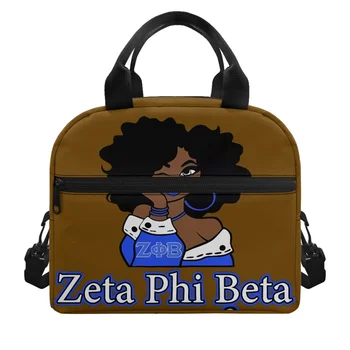 Zeta Phi Beta Afrika Kız Desen Kadın Büyük Kapasiteli Yalıtımlı Öğle Yemeği Çantası Aile Sevgilisi Çocuklar Arkadaşlar Kir Dayanıklı Çanta