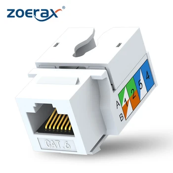 ZoeRax 10 ADET Cat6 Keystone Jack, Ethernet Punch Aşağı Konektörü, Duvar Adaptörü 90 Derece Modülü Çoğaltıcı, Cat5 / 5e / 6 Uyumlu