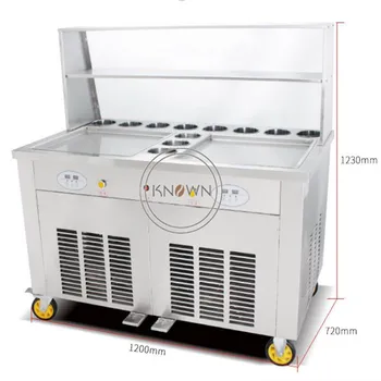 kızarmış dondurma makinesi kızarmış dondurma rulo makinesi Büyük Kapasiteli Ticari Paslanmaz Çelik Çift Silindirli