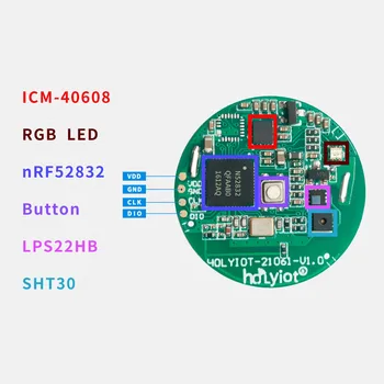 nRF52832 6 Eksenli İvmeölçer Jiroskop Sıcaklık Nem ve Barometre Sensörü Bluetooth 5.0 Düşük Güç Tüketimi Modülü