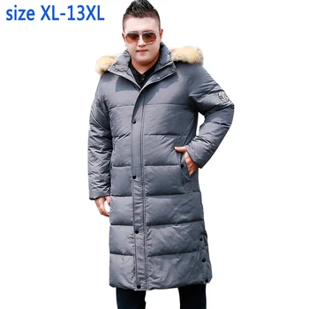 yeni moda yüksek kalite süper büyük Erkekler Casual Sıcak Kalın Kürk yaka hood ile Aşağı Ceket ceket artı boyutu XL-10XL11XL 12XL 13XL