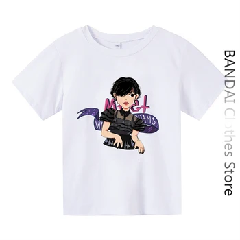 Çarşamba Addams Çocuk T - Shirt Nefret Ediyorum İnsanlar Baskı Çizgi Film Elbise Çocuk Kız Erkek Moda T Shirt Kadın Komik Rahat Üst