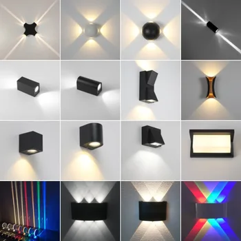 Çift kafa dış duvar lambası, balkon sütun, duvar yıkama lambası, avlu duvar lambası, alüminyum led açık alan su geçirmez projektör duvar lambası