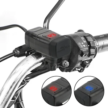 Çift usb şarj QC 3.0 Dijital Voltmetre Adaptörü Araca monteli moto rcycle Hızlı Şarj kapalı Anahtarı Moto Aksesuarları