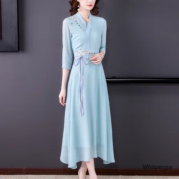 Çin Tarzı Hanfu Elbise Kadınlar Vintage Moda Modern Nakış Elegance Elbiseler Kızlar için Çince Geleneksel Elbise Geliştirmek