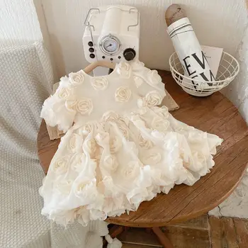 Çocuk Giyim Kız Çiçek Prenses Elbise Kız Bebek Elbiseyeni Elbise 2023 Yazında