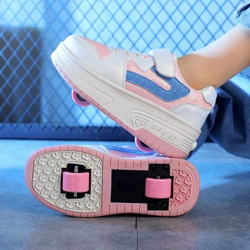 Çocuk Öfke Ayakkabı Erkek Kız Tekerlekli Paten Tasarımcı Öfke Paten Popüler Gençler Geri Çekilebilir Deforme Tekerlekli Ayakkabı