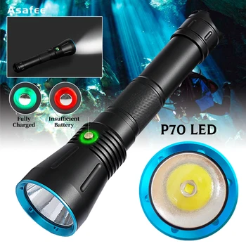 Çok fonksiyonlu güçlü ışık LED dalış elektrikli fener XHP70 dalış ışığı eğlence dalış kamp aydınlatma