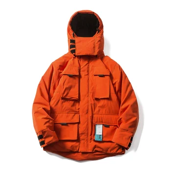 ÖZLÜ Patchwork Etiketleme Kış Çok cepli kapüşonlu üst giysisi Ceket 2023 Kış Yeni Rüzgar Geçirmez Ceket Erkekler Kadınlar Açık Yürüyüş Sıcak Ceket