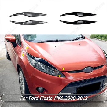 Ön Far Kaş Göz Kapakları Çıkartmalar Lamba Kapağı Vücut Kitleri Tuning Ford Fiesta İçin MK6 2008-2012 ABS Parlak Siyah / Karbon Bak