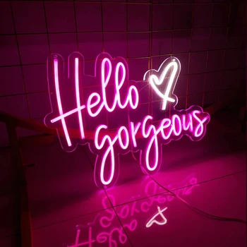 Özel Hello muhteşem Neon Tabelalar duvar dekor için romantik Led Neon burcu düğün, parti Neon ışık burcu kızlar yatak odası için