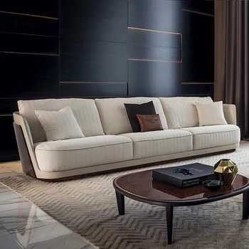 Özelleştirilmiş post-modern lüks üç kişilik deri kanepe, oturma odası kanepe, italyan mobilya özelleştirme
