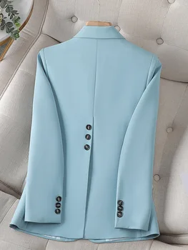 İlkbahar Sonbahar Mavi Siyah Pembe Kahve Blazer Kadınlar Bayanlar Kadın İş Elbisesi Uzun Kollu Tek Düğme Katı Resmi Ceket