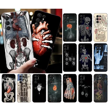 İnsan Organları iskelet Kafatası Beyin telefon Kılıfı için Samsung S23 S22 S21 S20 Ultra S20 S22 S21 S10E S20FE Not 10 Artı Note20 Ultra