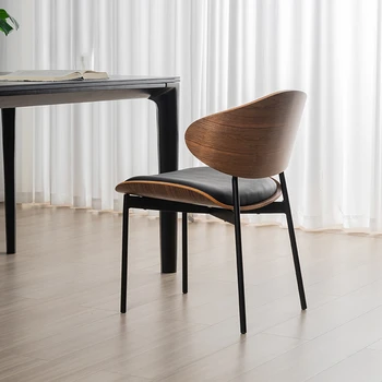 İskandinav katı ahşap yemek sandalyesi Mutfak Lüks İtalyan Deri Minimalist Sandalye Retro Kahve Tasarımcısı Sillas Ev Mobilyaları WKDC