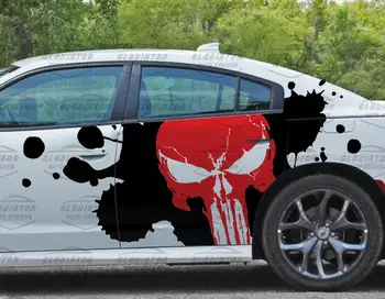 Şarj Cihazı Punisher Yan Grafiği (Sürücü ve Geçiş. Yan) Dodge şarj cihazı İle R / T Scatpack, Hellcat Hood Araba Çıkartmaları Dodge Challenger
