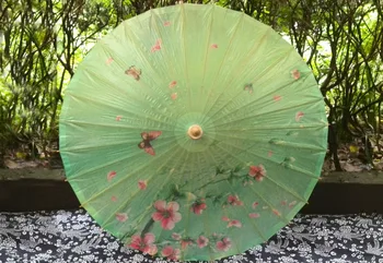 Şeftali Çiçeği Yeşil Şemsiye Yüksek Kaliteli Su Geçirmez Dans Prop Festivali Koleksiyonu