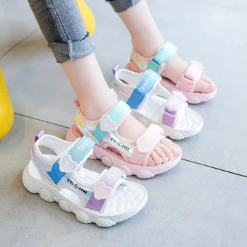 Kızlar Sandalet 2023 Amoi çocuk Spor plaj ayakkabısı Moda Aşk Öğrenci Ayakkabı Kızlar Prenses Ayakkabı