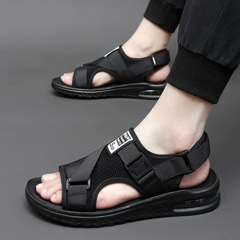 Yaz yeni erkek sandalet hava yastığı rahat spor plaj ayakkabısı yumuşak ve rahat örgü nefes erkek sandalet