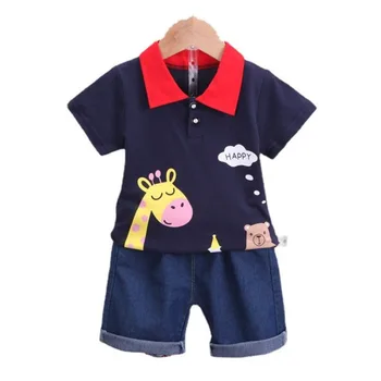 Yeni Yaz Bebek Giysileri Takım Elbise Çocuk Erkek Kıyafetler Kız Rahat Karikatür T-Shirt Şort 2 adet / takım Yürümeye Başlayan Kostüm Çocuklar Eşofman