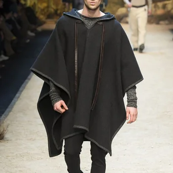2023 Moda Erkekler Clotin Pelerin Palto Pelerin Yün ded Ceketler Katı Renk Streetwear Sonbahar Kış Panço Irreular Palto