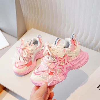 2023 Yeni Çocuk rahat ayakkabılar Moda Yıldız Tasarım Çocuklar Kızlar için Sneakers platform ayakkabılar Erkek Bebek Koşu Spor Tenis Ayakkabıları