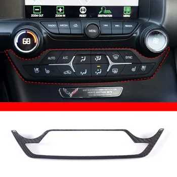 Chevrolet Corvette için C7 2014-2019 Karbon Fiber Klima Ayar Düğmesi Çerçeve Dekoratif Sticker Araba Aksesuarları