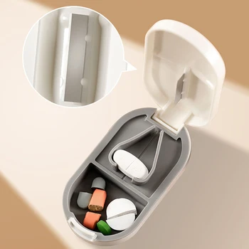 Hap Kesici Taşınabilir İlaç Kutusu Hap Tablet Konteyner V şeklinde Seyahat Çantası Hap Splitter Kesim Vitaminler Tablet Kesim Hapları