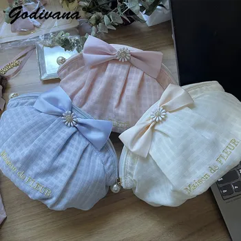 Japon Tarzı Yaz Taze Küçük Papatya Taşınabilir Örgü Düğün Gelin El Hediye Çantası Bayan Kızlar Tatlı Debriyaj İlmek Kozmetik Çantaları