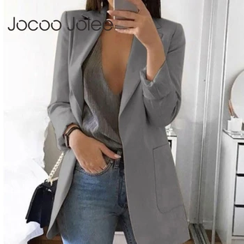 Jocoo Jolee 2023 Kadın Moda Zarif Ceketler Avrupa İş OL Blazer günlük giysi İnce Tüvit BlazerOversized Bayan Dış Giyim
