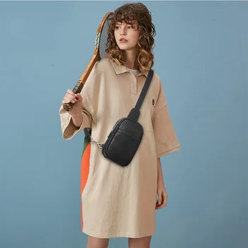 Moda Minimalist Günlük Rahat Eğik Omuz Göğüs Çantası Doku Pu Deri Kadın Çok Fonksiyonlu Cep Çanta
