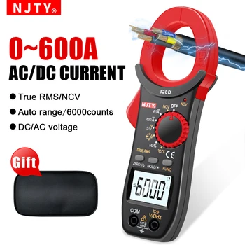 NJTY Dijital Kelepçe Metre 600A DC / AC Akım Otomatik Aralığı Multimetre 6000 Sayımlar Voltmetre Ampermetre Pense NCV Ohm Elektrikçi Araçları