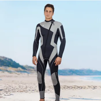 Su Wetsuit Erkekler için Yüzme Sörf Tüplü Dalış Dalış Sıcak Tek parça Uzun kollu Mayo Ön Fermuar dalgıç kıyafeti