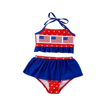 Toptan Kızlar 4 Temmuz Mayo Yaz Ulusal Bayrak Amerika bayan bikini Mayo 2 Parça Setleri