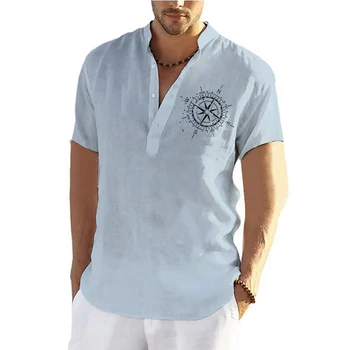 Yaz Gömlek Erkekler İçin Henley Kısa Kollu Üstleri 3d Gömlek Grafik Giyim moda Tasarımcısı Giyim Streetwear Erkek Hawaii Bluz