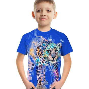 Yeni Moda Hayvan Kaplan Erkek ve Kız Eğlenceli T-shirt 3D Baskı Rahat Sokak Ucuz Sevimli çocuk giyim 2023