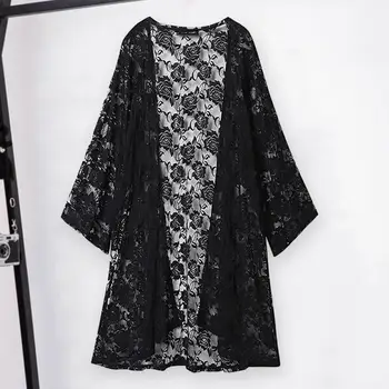 Zarif Vintage Kimono Hırka kadın Dantel Gömlek İşlemeli Plaj Güneş Koruyucu Giyim Hırka Artı Boyutu Bluz Kadınlar